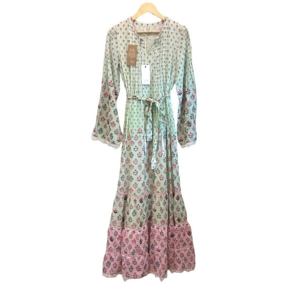 Hemant & Nandita Zehra Pale Mint Ramadan Style Long Dress, Size XS - Picture 5 of 16